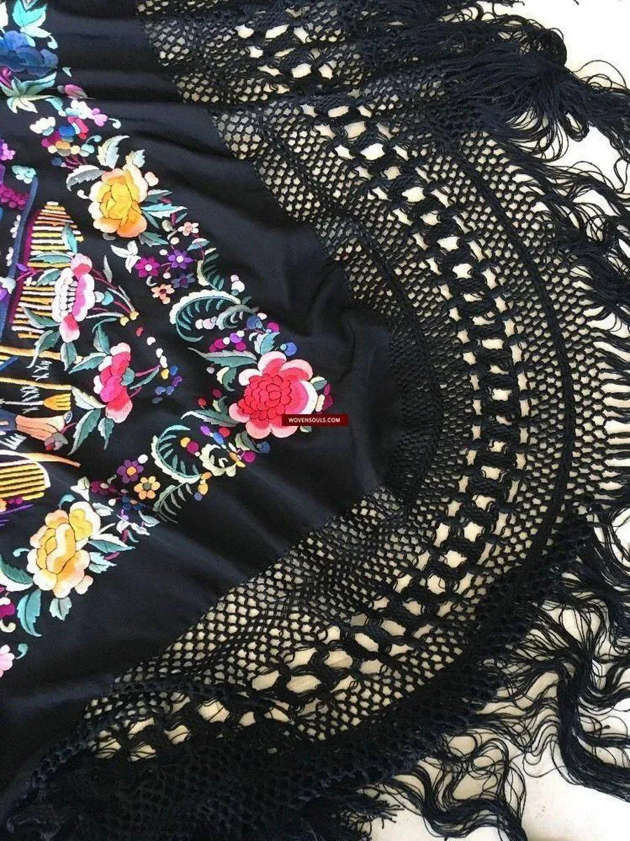 1145 Antique Double Sided Embroidery Manila Manton - Cantonese Embroidery