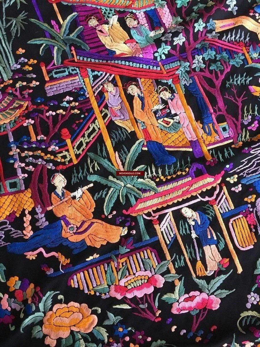 1145 Antique Double Sided Embroidery Manila Manton - Cantonese Embroidery