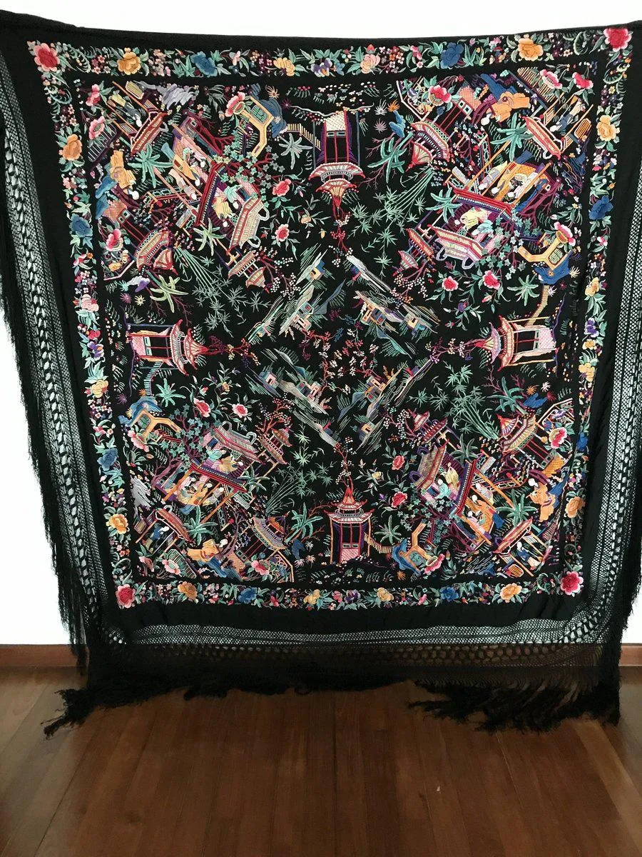 1145 Antique Double Sided Embroidery Manila Manton - Cantonese Embroidery