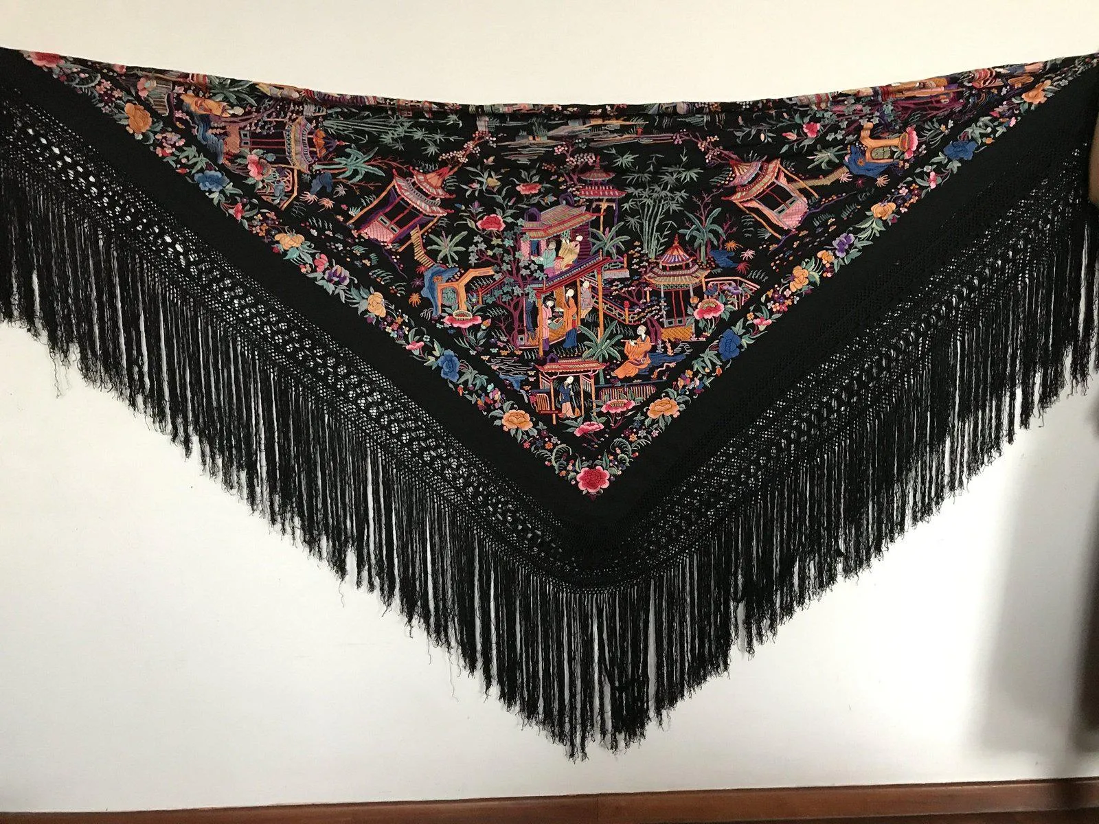 1145 Antique Double Sided Embroidery Manila Manton - Cantonese Embroidery