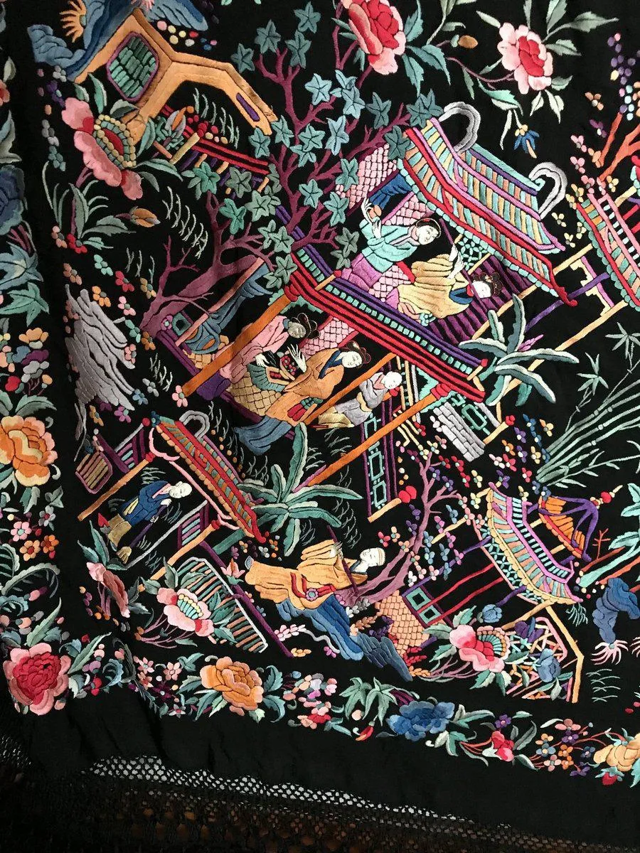 1145 Antique Double Sided Embroidery Manila Manton - Cantonese Embroidery