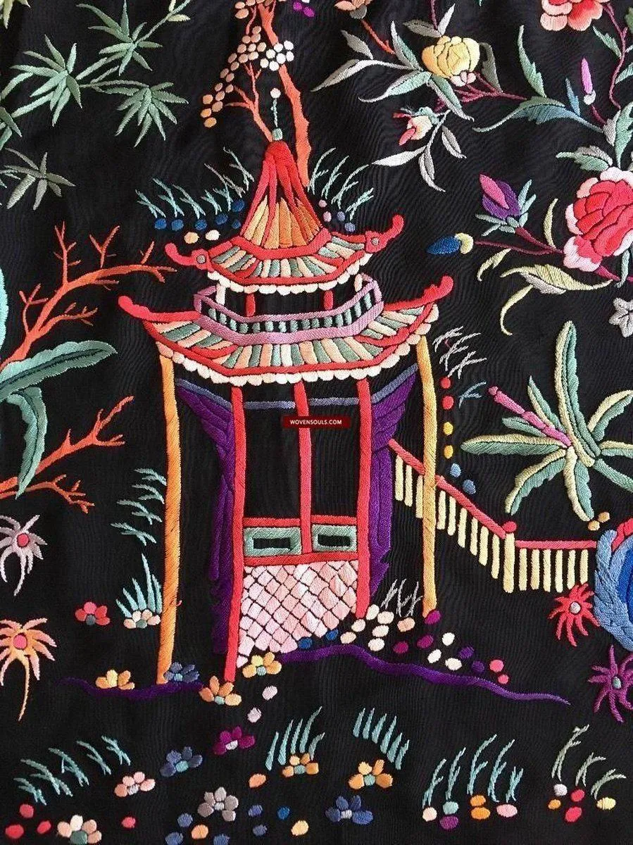 1145 Antique Double Sided Embroidery Manila Manton - Cantonese Embroidery