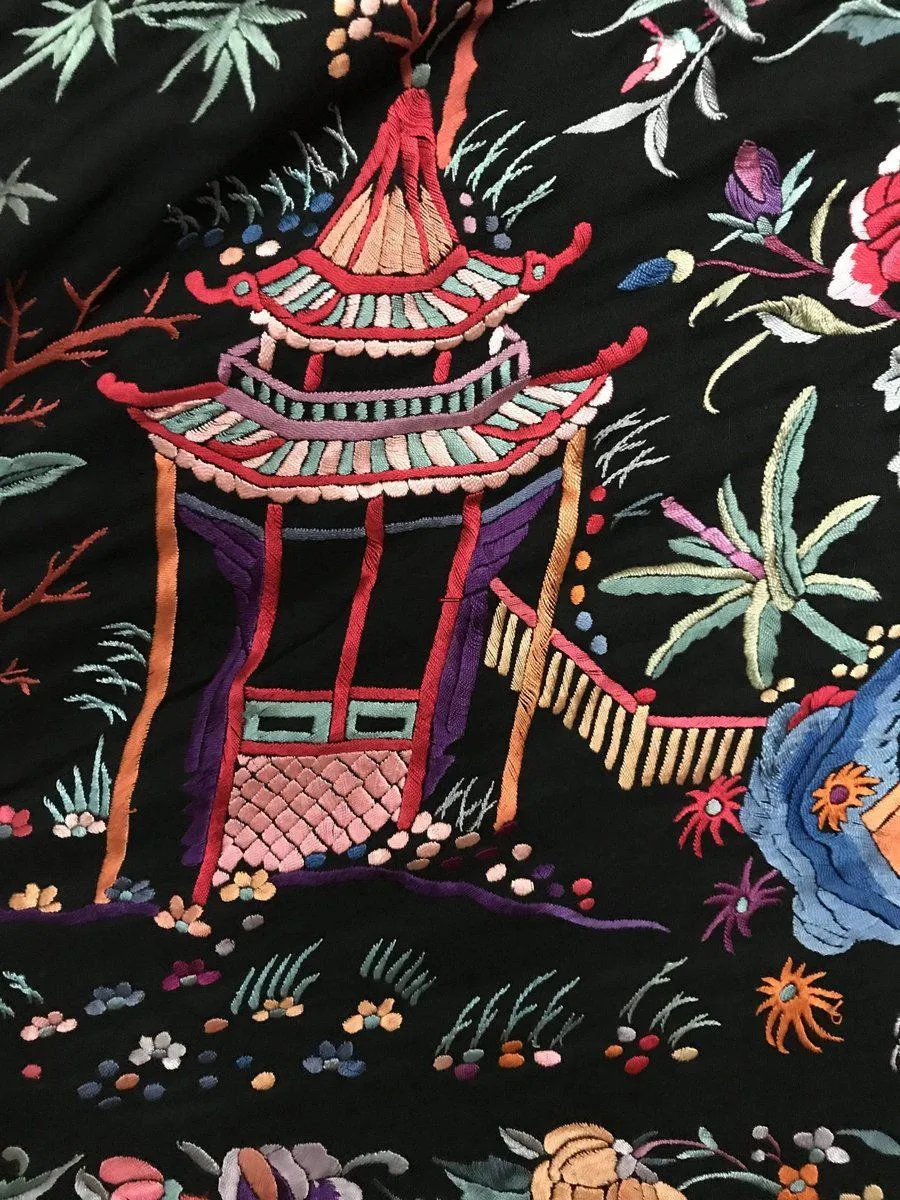 1145 Antique Double Sided Embroidery Manila Manton - Cantonese Embroidery