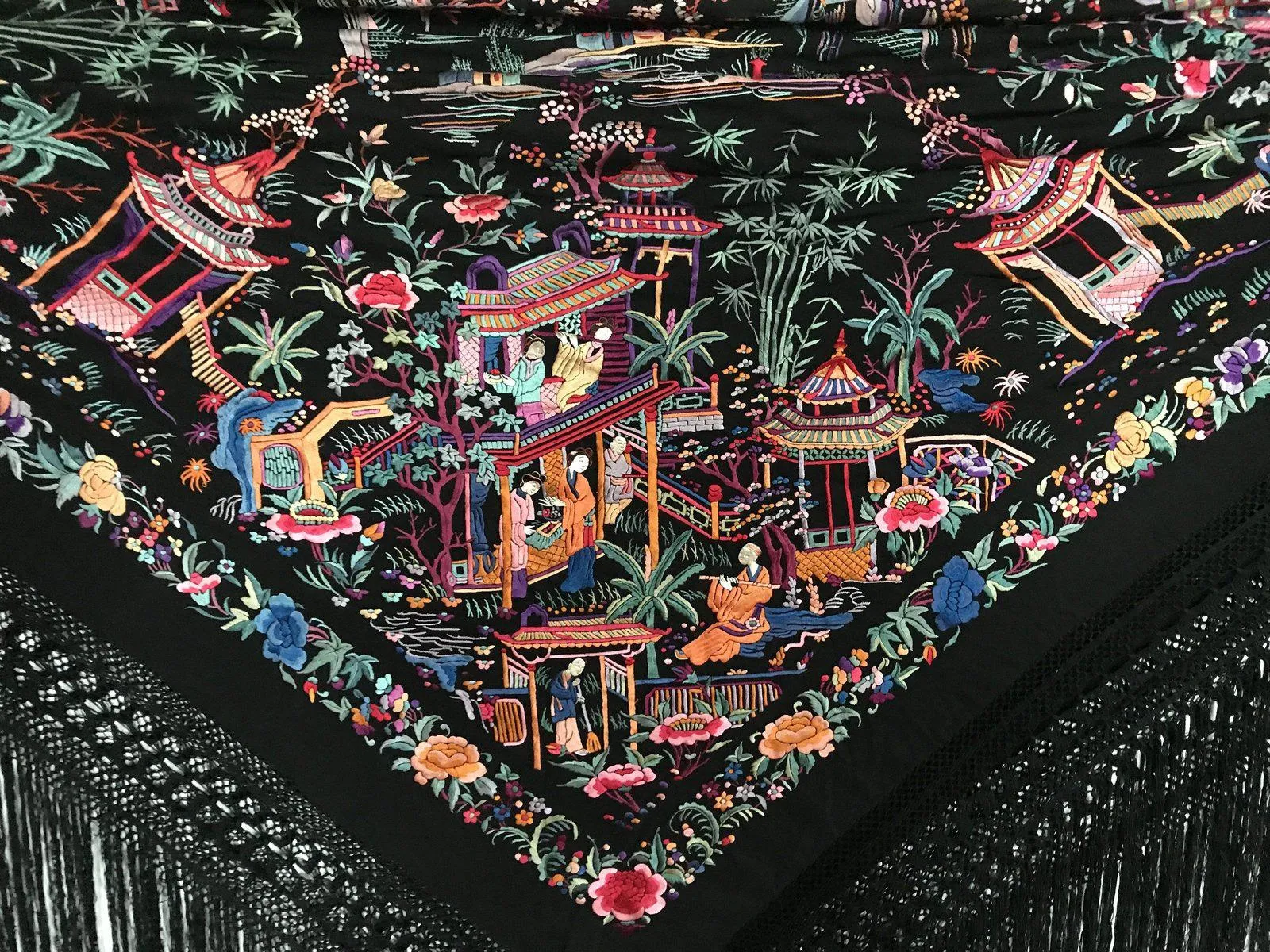 1145 Antique Double Sided Embroidery Manila Manton - Cantonese Embroidery