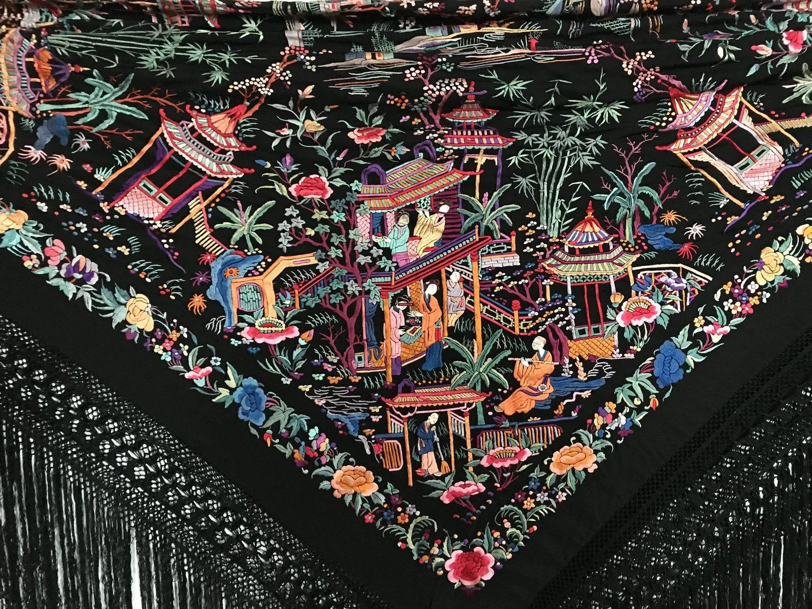 1145 Antique Double Sided Embroidery Manila Manton - Cantonese Embroidery