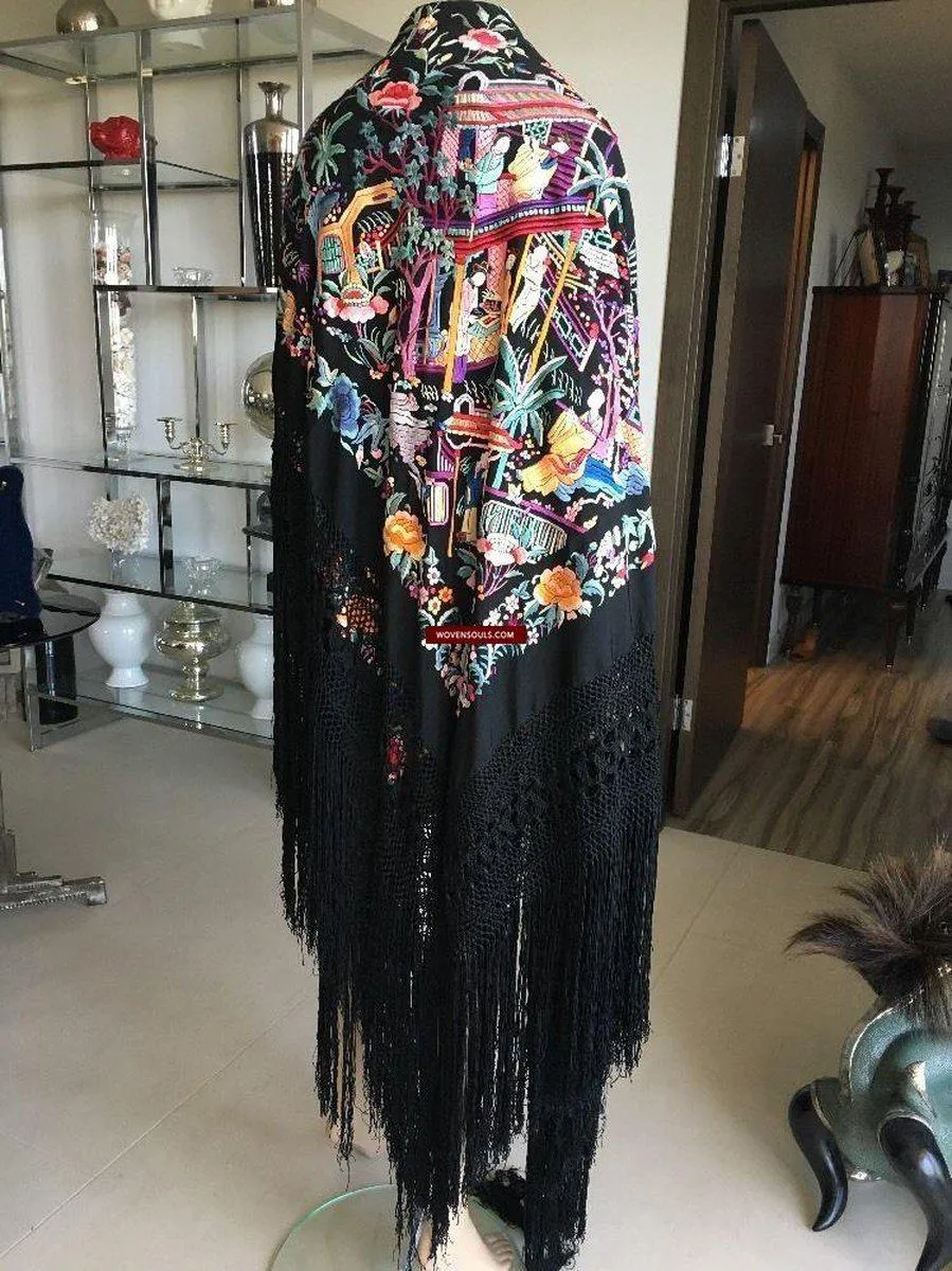 1145 Antique Double Sided Embroidery Manila Manton - Cantonese Embroidery