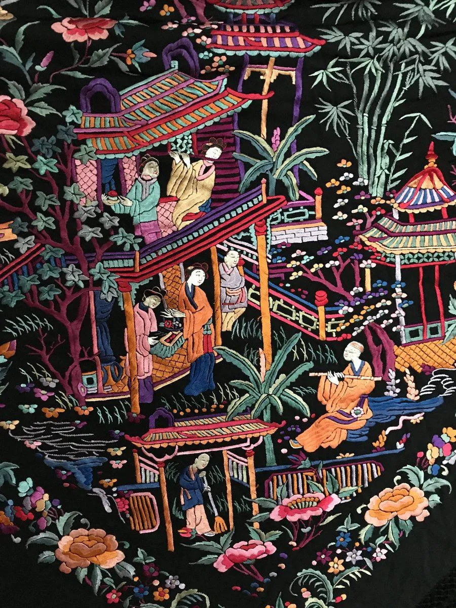 1145 Antique Double Sided Embroidery Manila Manton - Cantonese Embroidery