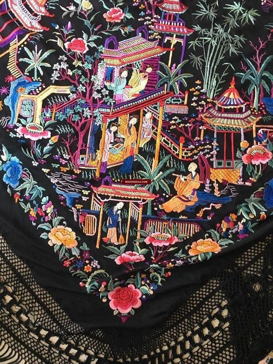 1145 Antique Double Sided Embroidery Manila Manton - Cantonese Embroidery