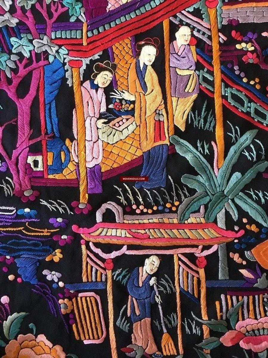 1145 Antique Double Sided Embroidery Manila Manton - Cantonese Embroidery