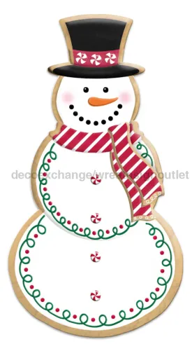 12"H Metal Snowman Cookie W/Stripe Scarf White/Black/Red/Emerald/Orange Md1494C3