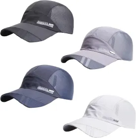 4 Pack Quick Drying Baseball Cap Bulk, Breathable Performance Running Hats, Mesh Lightweight UPF 50  Sports Hats