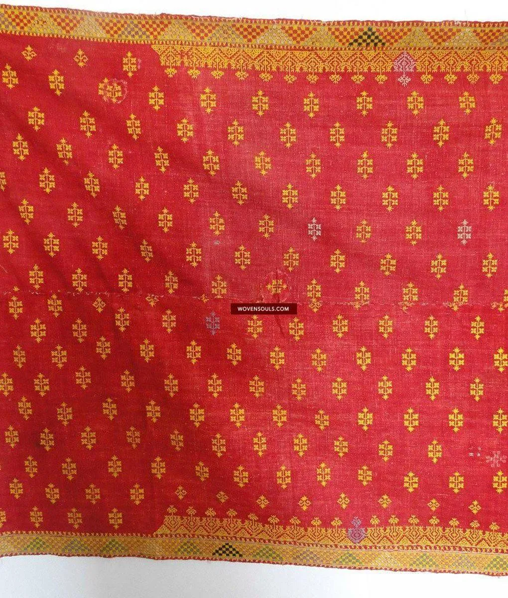 620 Old Rajasthan Shawl Textile Art double sided embroidery