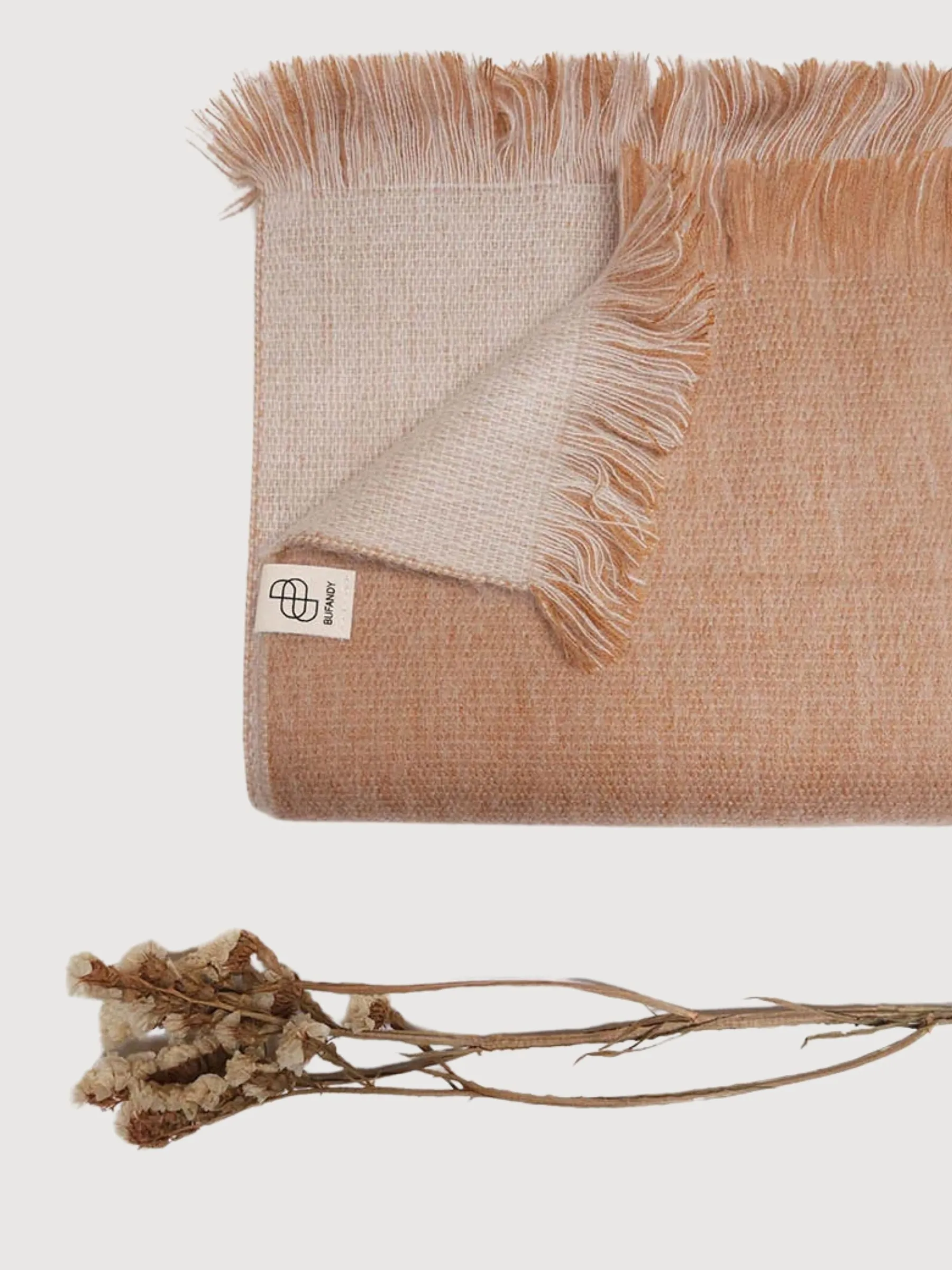 Alpaca Shawl Brushed Double Velvet Beige | Bufandy