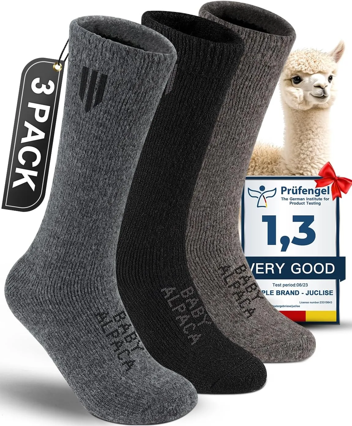 Alpaca Wool Boot Socks 2 pairs for Men and Women,Heavyweight Thick Thermal Socks Cold Weather Hunting Hiking,Moisture Wicking