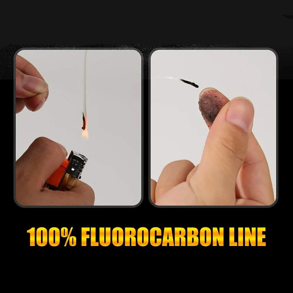ANGRYFISH 100% Fluorocarbon Fishing Line and Fluorocarbon Leader-Invisible Underwater-Faster Sinking- Ultralow Stretch(2-30LB)