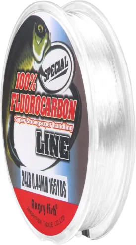 ANGRYFISH 100% Fluorocarbon Fishing Line and Fluorocarbon Leader-Invisible Underwater-Faster Sinking- Ultralow Stretch(2-30LB)