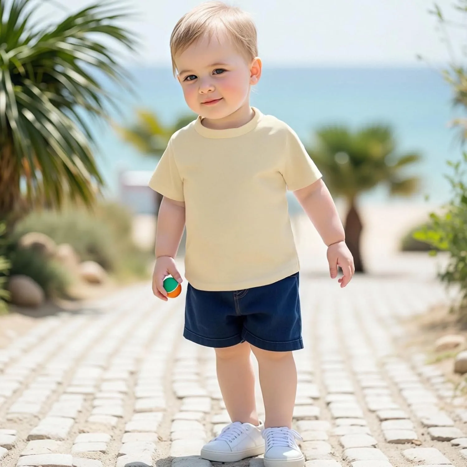 Baby Boy 4-Pack Short Sleeve Crewneck T-Shirts Top Active Tee Toddler Boys' Solid/Striped Cotton T-Shirt
