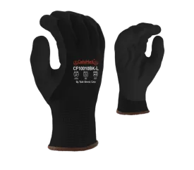 Black Heavy Thermal Shell, Double Layer Acrylic Insulation, Black Crinkle Latex Palm Coated Gloves with PVC Waterproof Barrier
