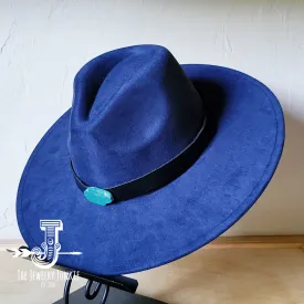 Black Leather Hat Band w/ Turquoise Slab   Choice of Boho Hat
