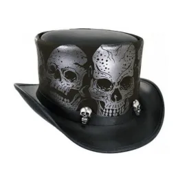 Black Skull Top Hat