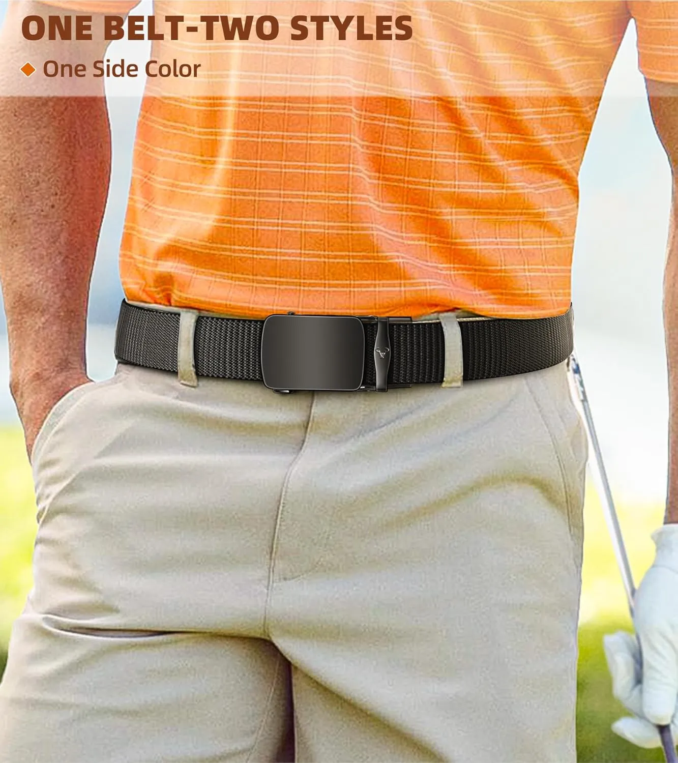 BULLIANT Men Belt-Reversible Ratchet Belt Stretchable for Gift Men Work Casual Golf 1 3/8"-Cut For Fit -2 In 1Belt