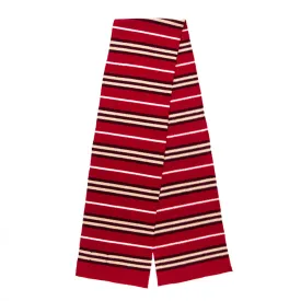 Burberry Red & Ivory Striped Lambswool Oblong Scarf