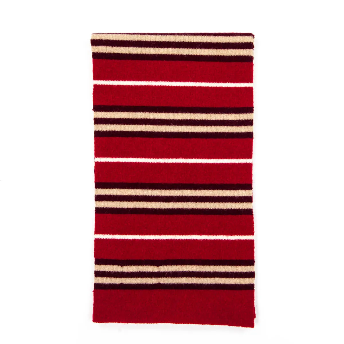 Burberry Red & Ivory Striped Lambswool Oblong Scarf