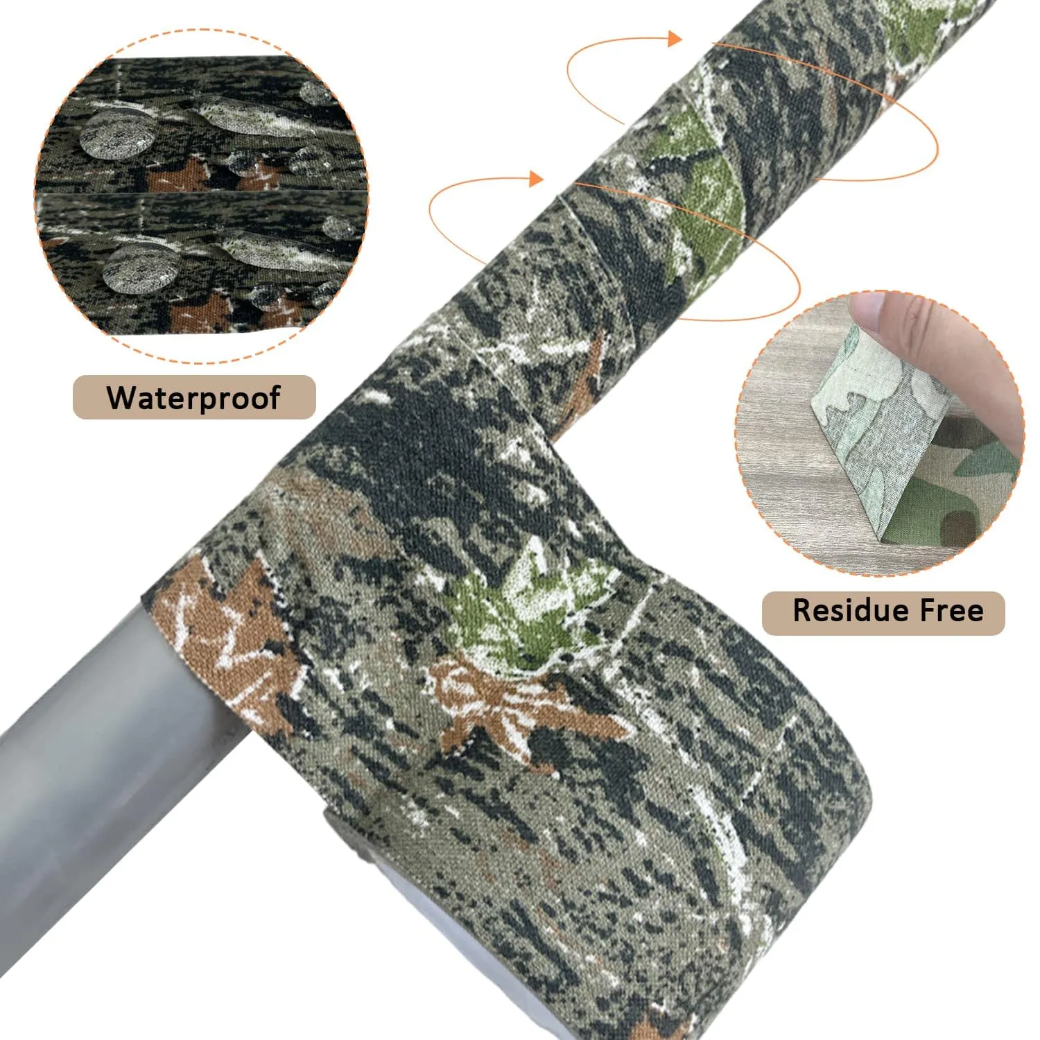Camouflage Stealth Camo Tape, 2 Rolls 5cm*5m Camo Silencing Tape, Non-Reflective and Water Resistant, Camouflage Tape for Tool and Out Door Activities. (Maple Camo)