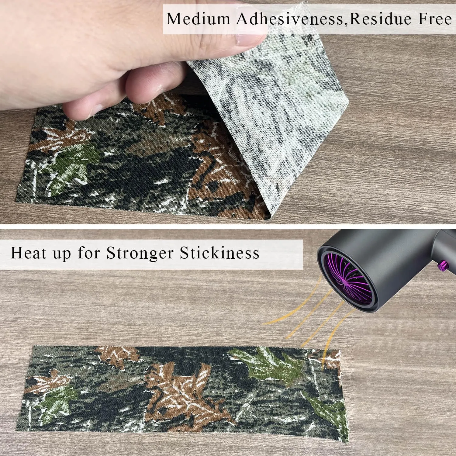 Camouflage Stealth Camo Tape, 2 Rolls 5cm*5m Camo Silencing Tape, Non-Reflective and Water Resistant, Camouflage Tape for Tool and Out Door Activities. (Maple Camo)