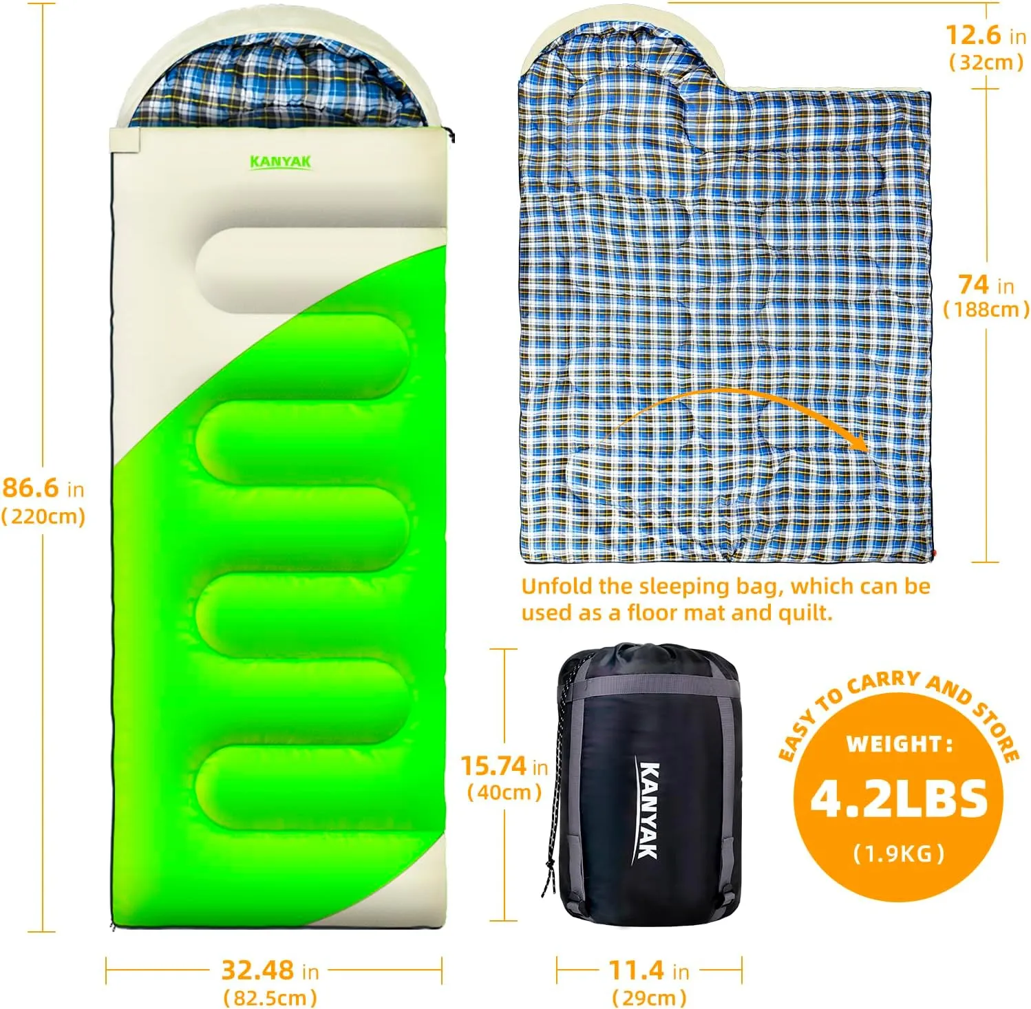Camping Sleeping Bag, 32 Sleeping Bags for Adults Kids Teens Cold Weather Warm Sleeping Bag Winter for 3-4 Season Camping, Camping Gear Equipment, Traveling, and Outdoors