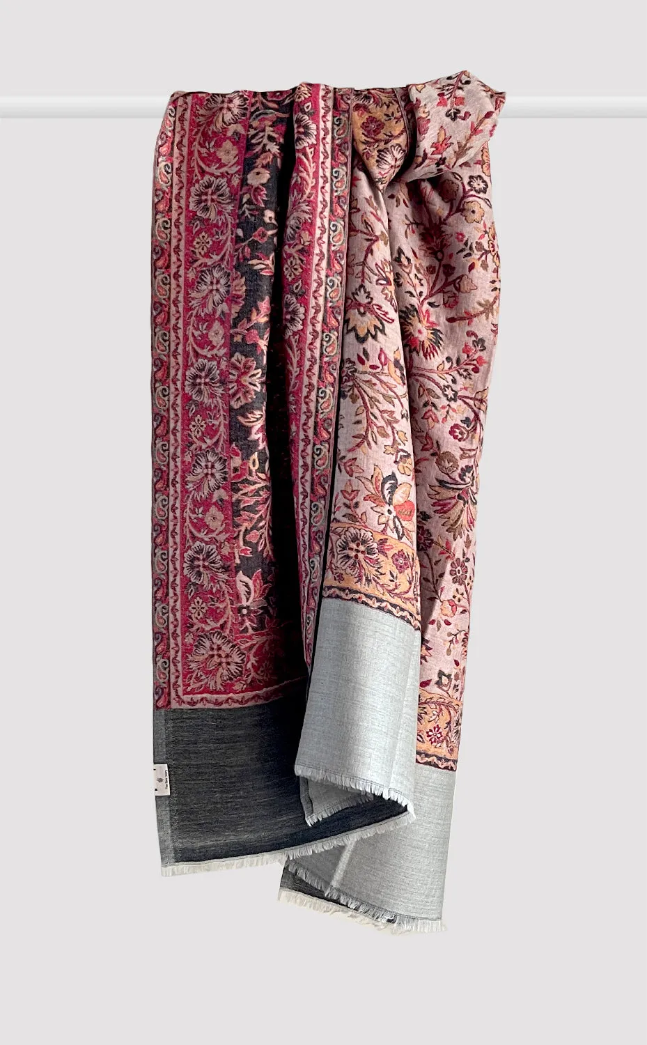 Charcoal Flora Reversible Kani Stole