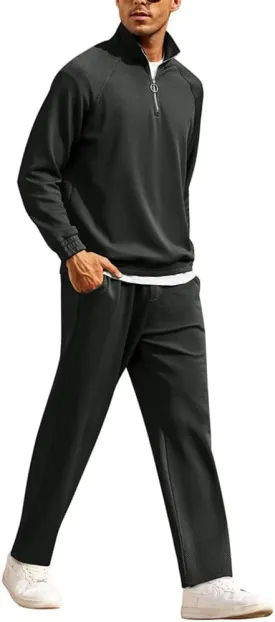 COOFANDY Men's Tracksuit 2 Piece Relaxed Fit Half-zip Sweatsuits Athletic Running Jogging Suit Sets