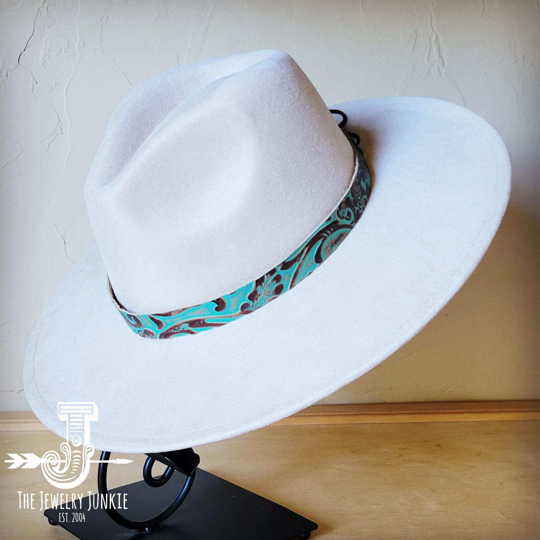 Cowboy Turquoise Western Leather Band w/ Choice of Boho Hat 984y