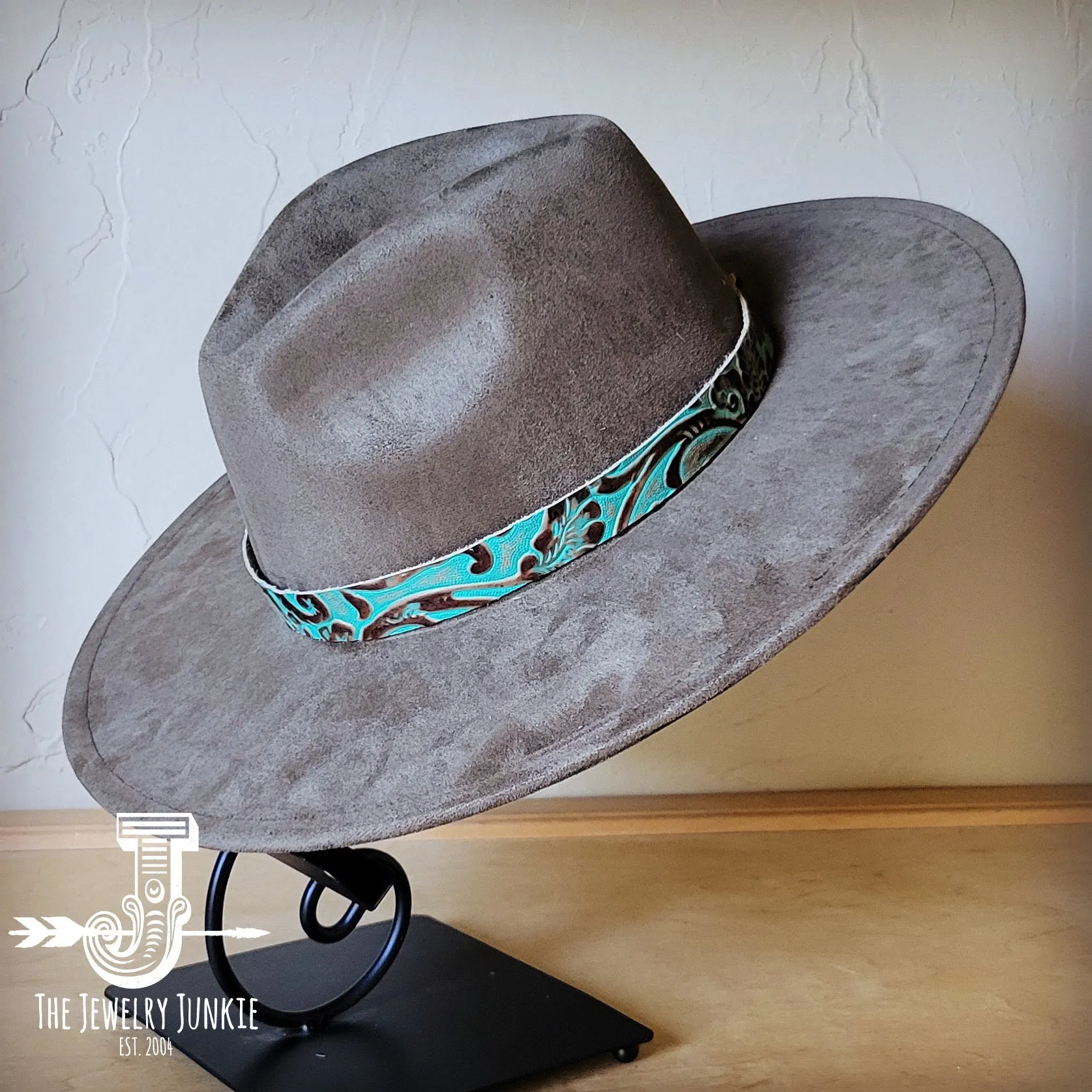 Cowboy Turquoise Western Leather Band w/ Choice of Boho Hat 984y