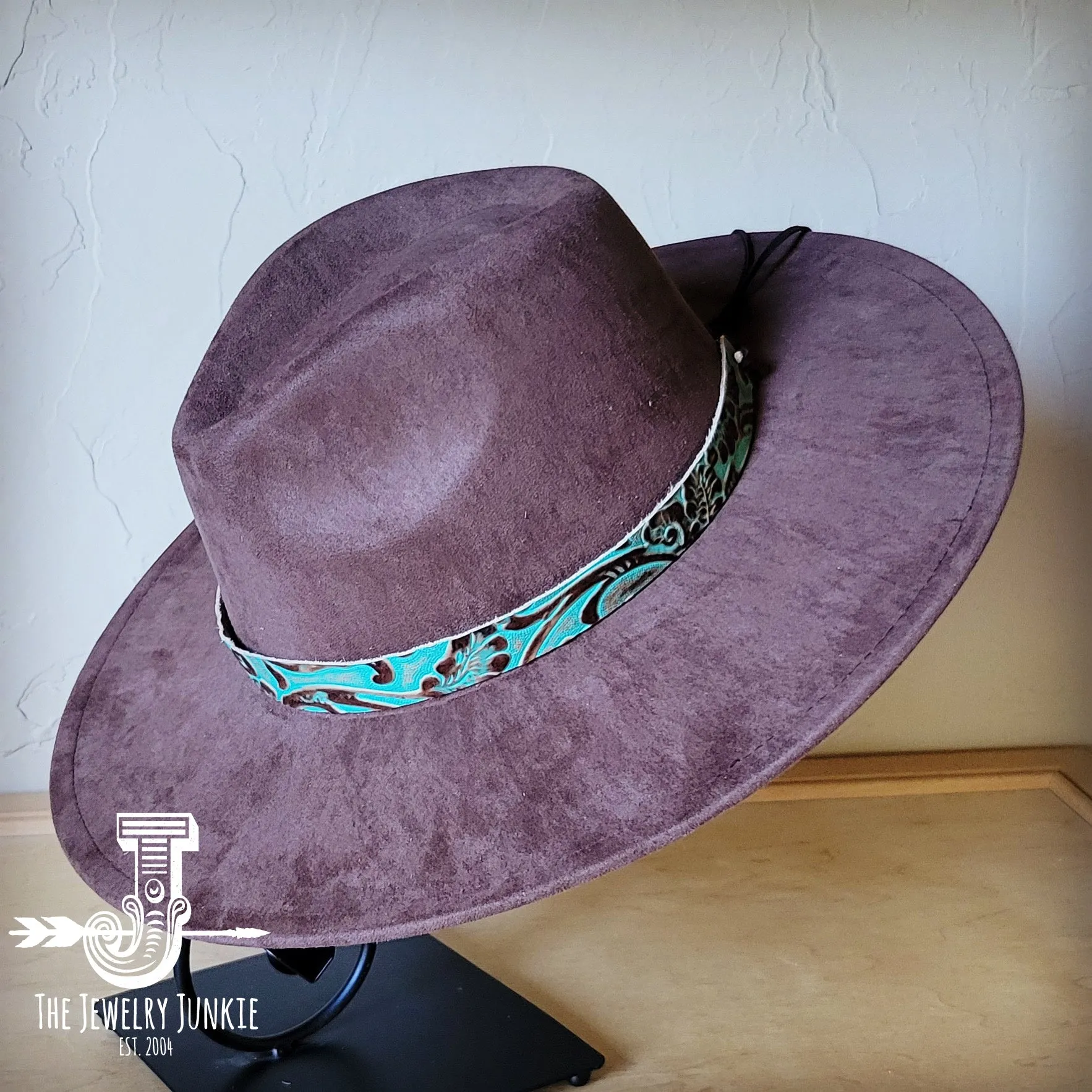 Cowboy Turquoise Western Leather Band w/ Choice of Boho Hat 984y