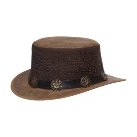 Crocodile Style Leather Top Hat