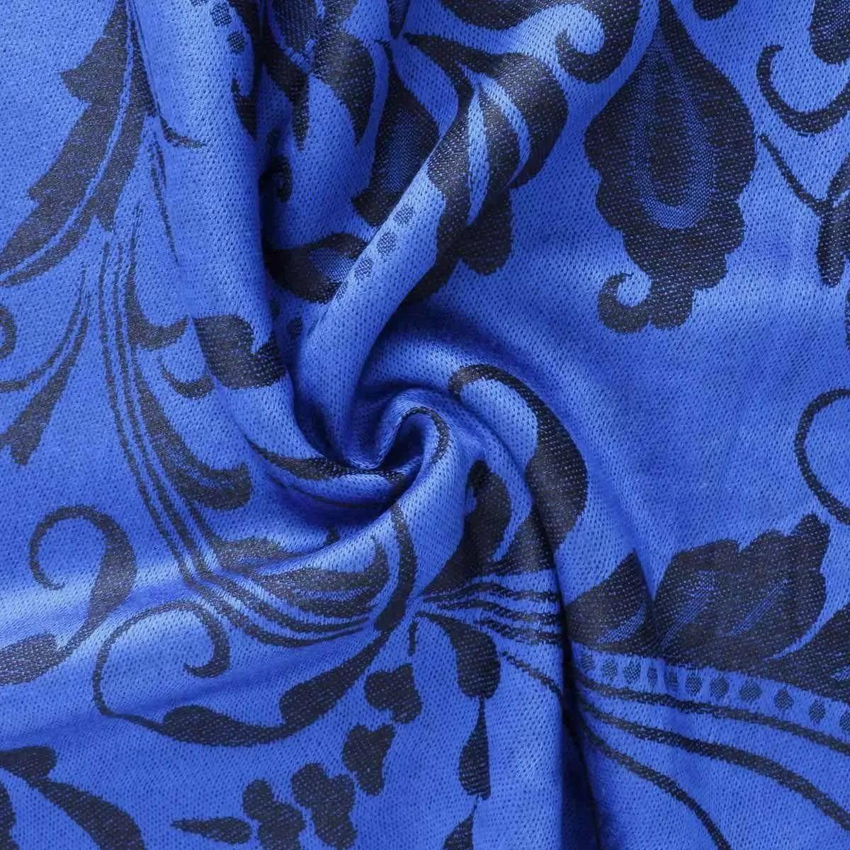 Discover the elegance: Experience the timeless charm of the Pashmina Blue Flower Fringe Scarf for Women today!