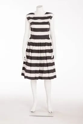 Dolce & Gabbana - Black and White Striped Cap Sleeve Dress - IT 42