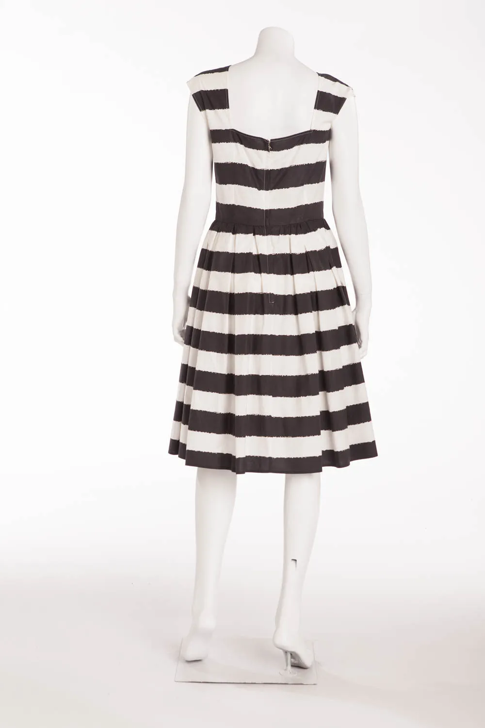 Dolce & Gabbana - Black and White Striped Cap Sleeve Dress - IT 42