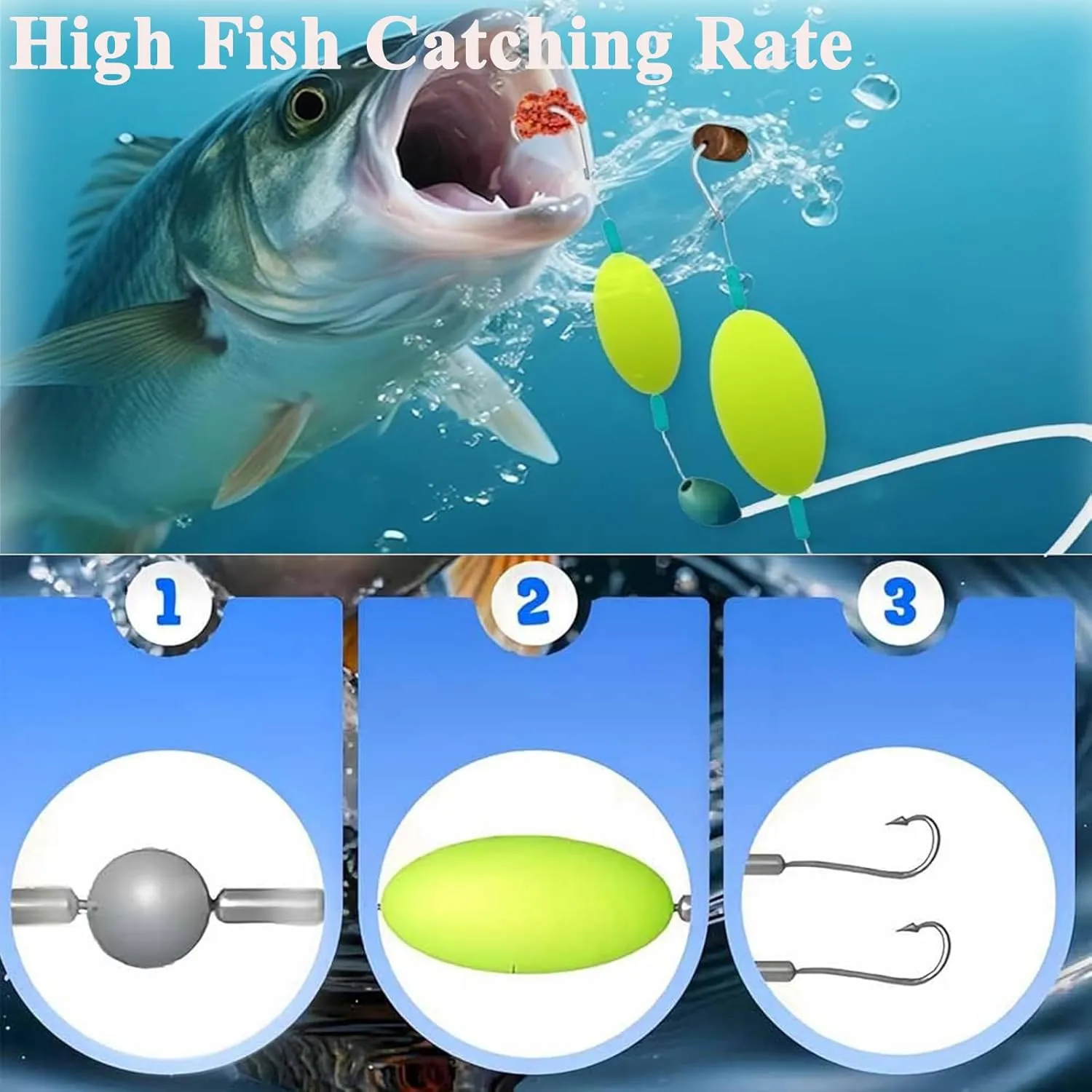 Double-Hook Reverse Bottom Rig,2025 Upgraded Swimming Bait for Freshwater Saltwater,Anti Tangle Split Fishing Hooks for Beginners Amateurs and Professionals