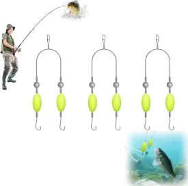 Double-Hook Reverse Bottom Rig,2025 Upgraded Swimming Bait for Freshwater Saltwater,Anti Tangle Split Fishing Hooks for Beginners Amateurs and Professionals