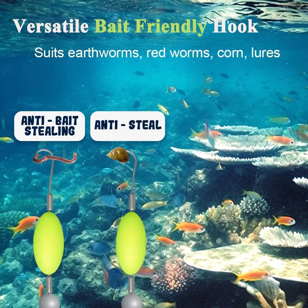 Double-Hook Reverse Bottom Rig,2025 Upgraded Swimming Bait for Freshwater Saltwater,Anti Tangle Split Fishing Hooks for Beginners Amateurs and Professionals