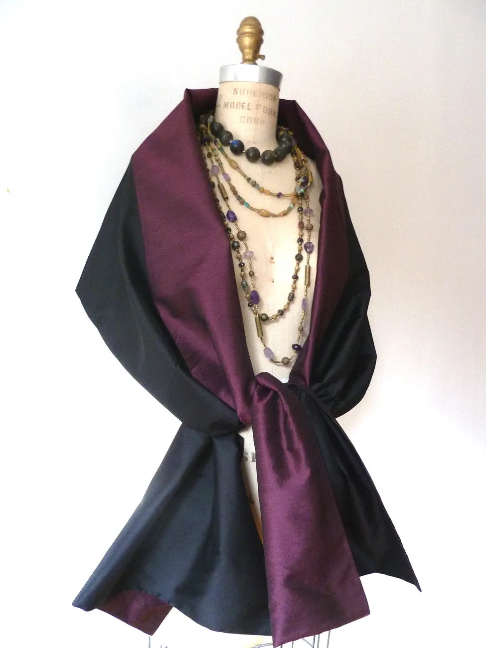 Double Sided Evening Shawl Black Pink