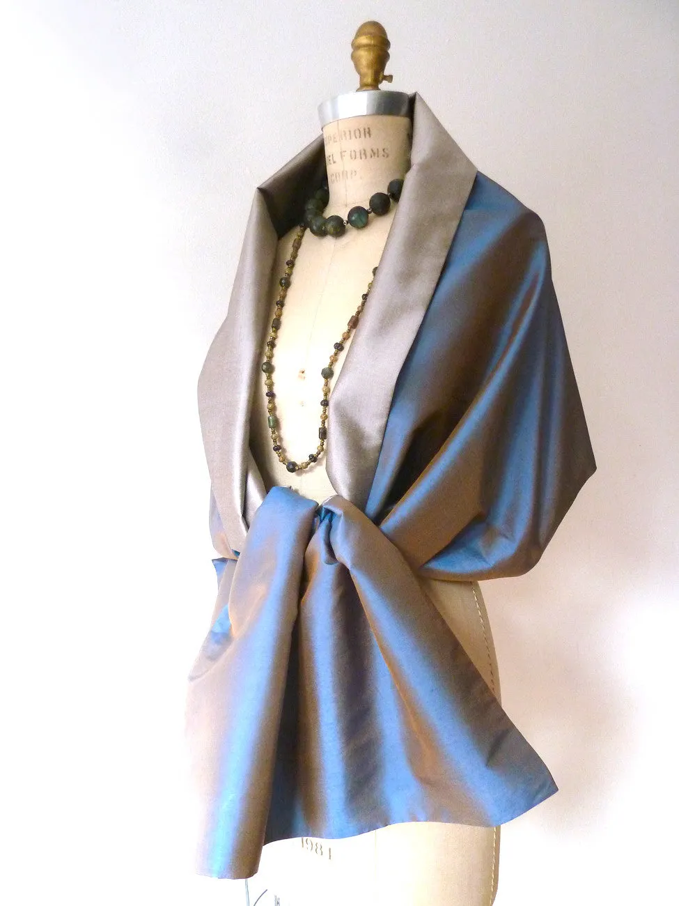 Double Sided Evening Shawl Pewter Brick