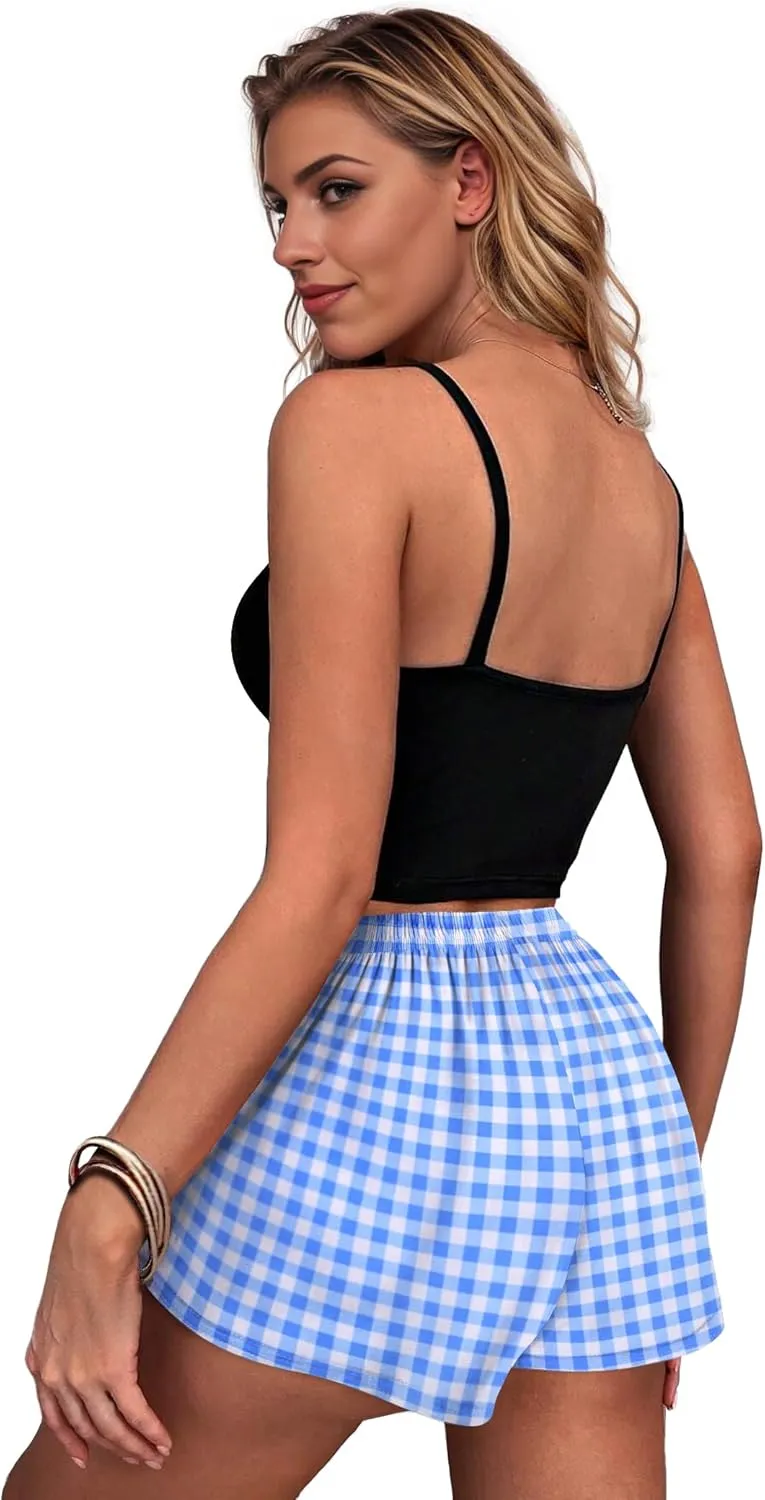 Ekouaer Women Pajama Shorts Comfy Lounge Bottom with Pockets Stretch Strip Sleepwear Drawstring Pj Bottoms Sleep Shorts