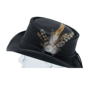 Feather Style Leather Top Hat