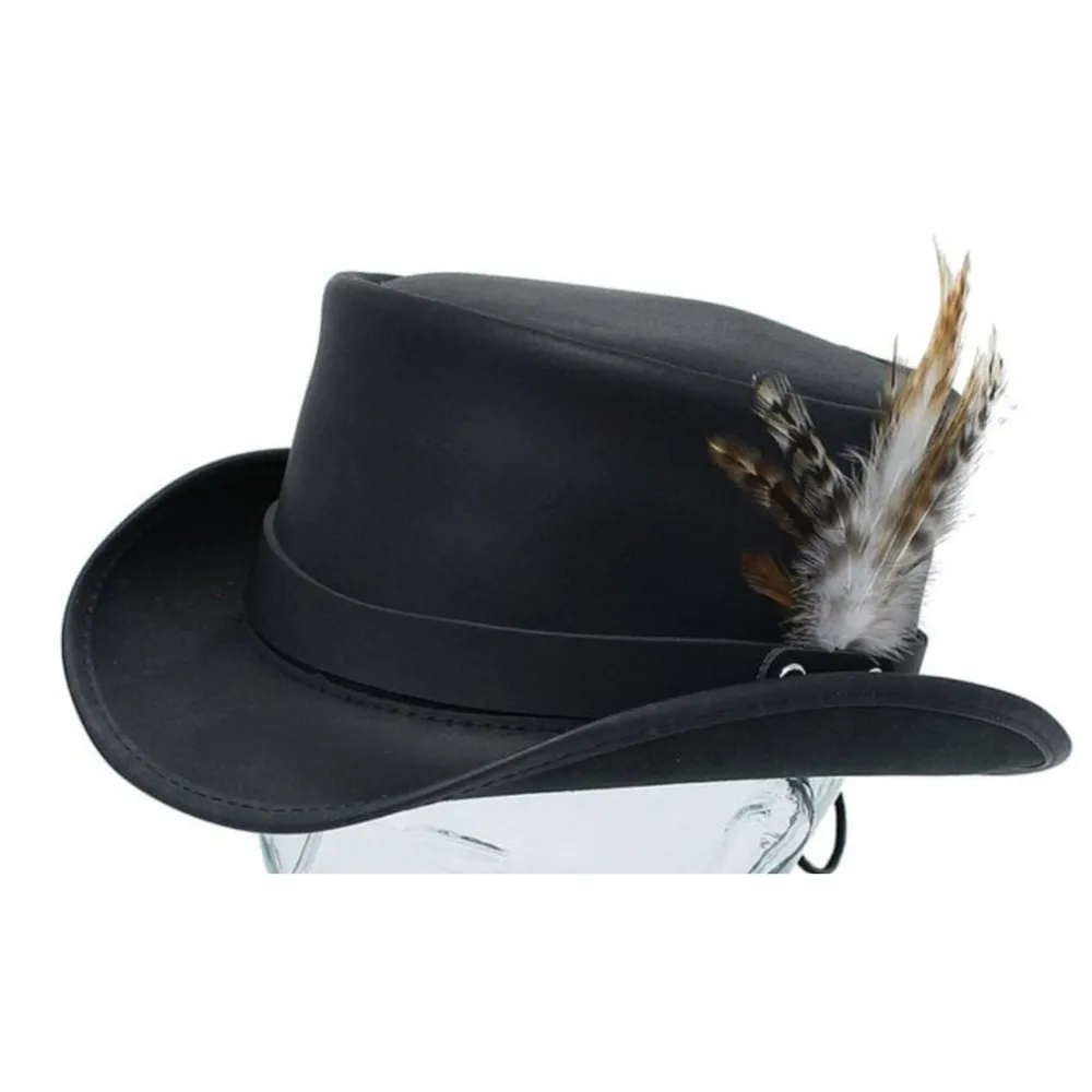 Feather Style Leather Top Hat