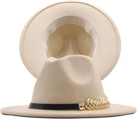 Fedora Buckle Wool Belt Panama Hat Hat Womens Wide Floppy Classic Baseball Caps Hard Hat Patch (Beige, One Size)