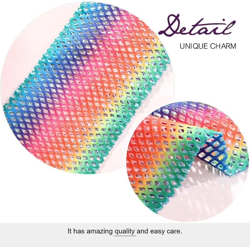 Fingerless Fishnet Golves Rainbow Neon Mesh Gloves for Women and Girls