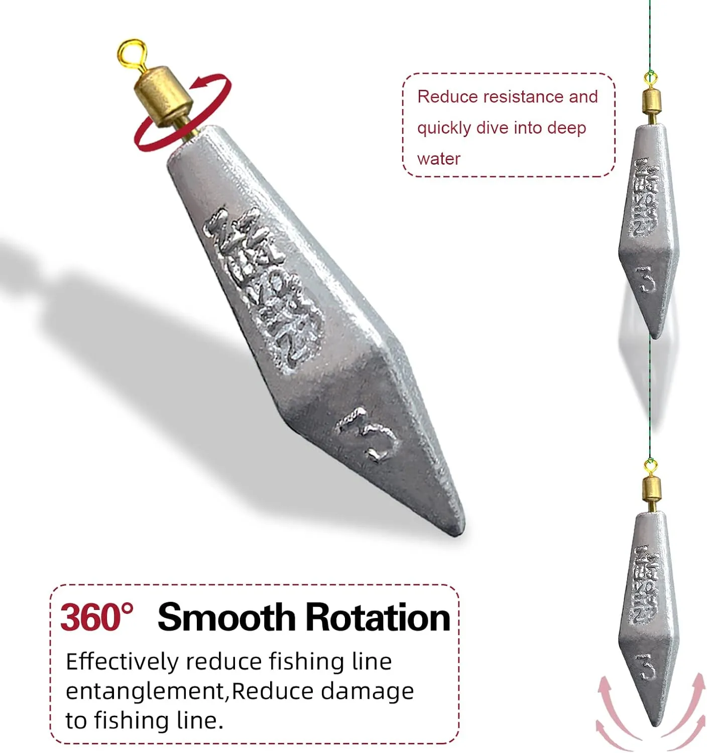 Fishing Weight Sinkers Kit, Triangle Bullet Lead Sinkers for Bass Catfish, Assorted Sizes 0.3oz-3oz, Lead Fishing Weights for Outdoor Fishing